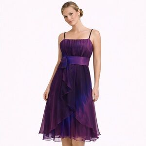 LAUNDRY SHELLI SEGAL Purple and Blue Ombre Silk Spaghetti Strap Dress Sz 10 NWT